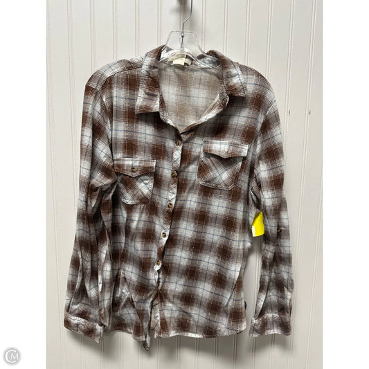 Top Long Sleeve By Passport In Plaid Pattern, Size: 2x