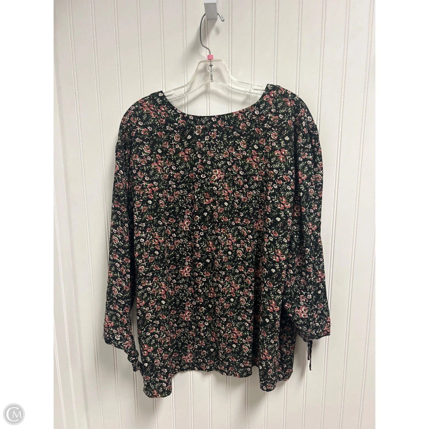 Top Long Sleeve By Jones And Co In Black & Pink, Size: 2x