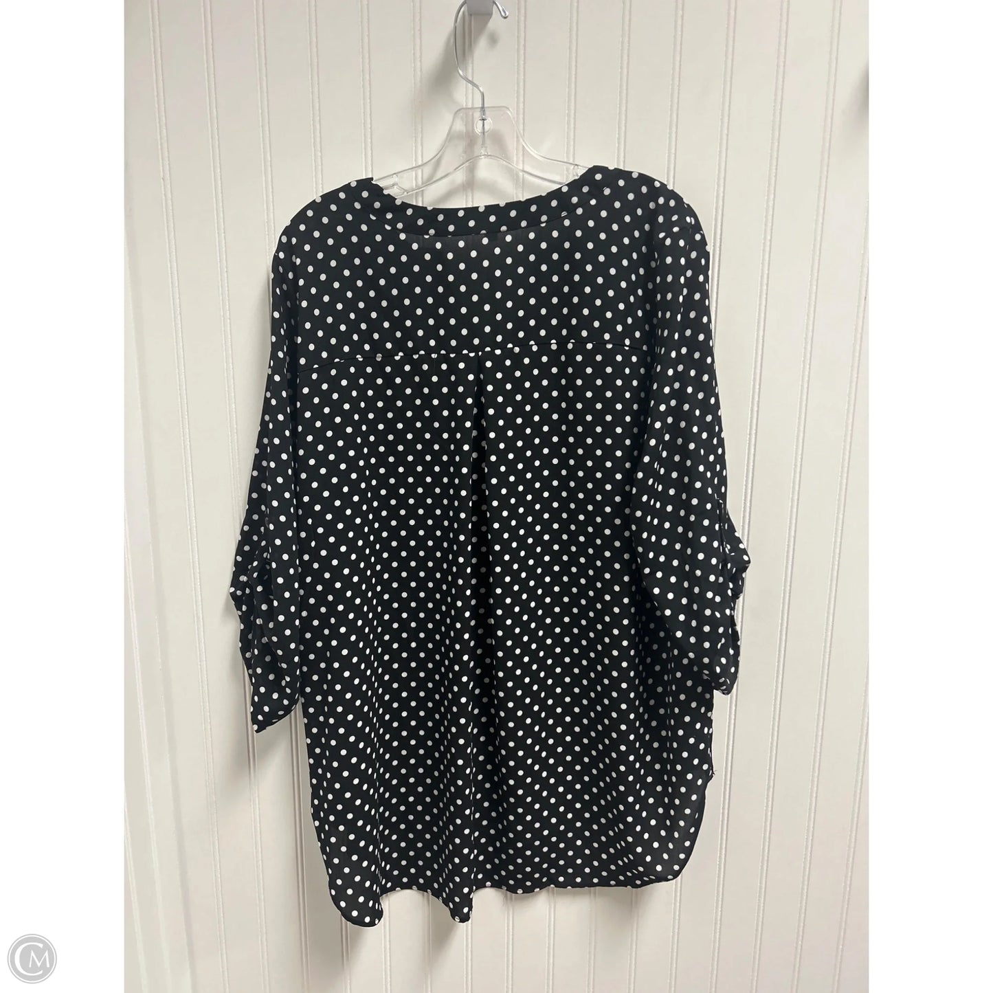 Top 3/4 Sleeve By Chaus In Polkadot Pattern, Size: 2x