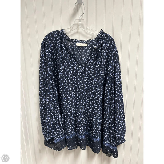 Top Long Sleeve By Loft In Blue, Size: 4x