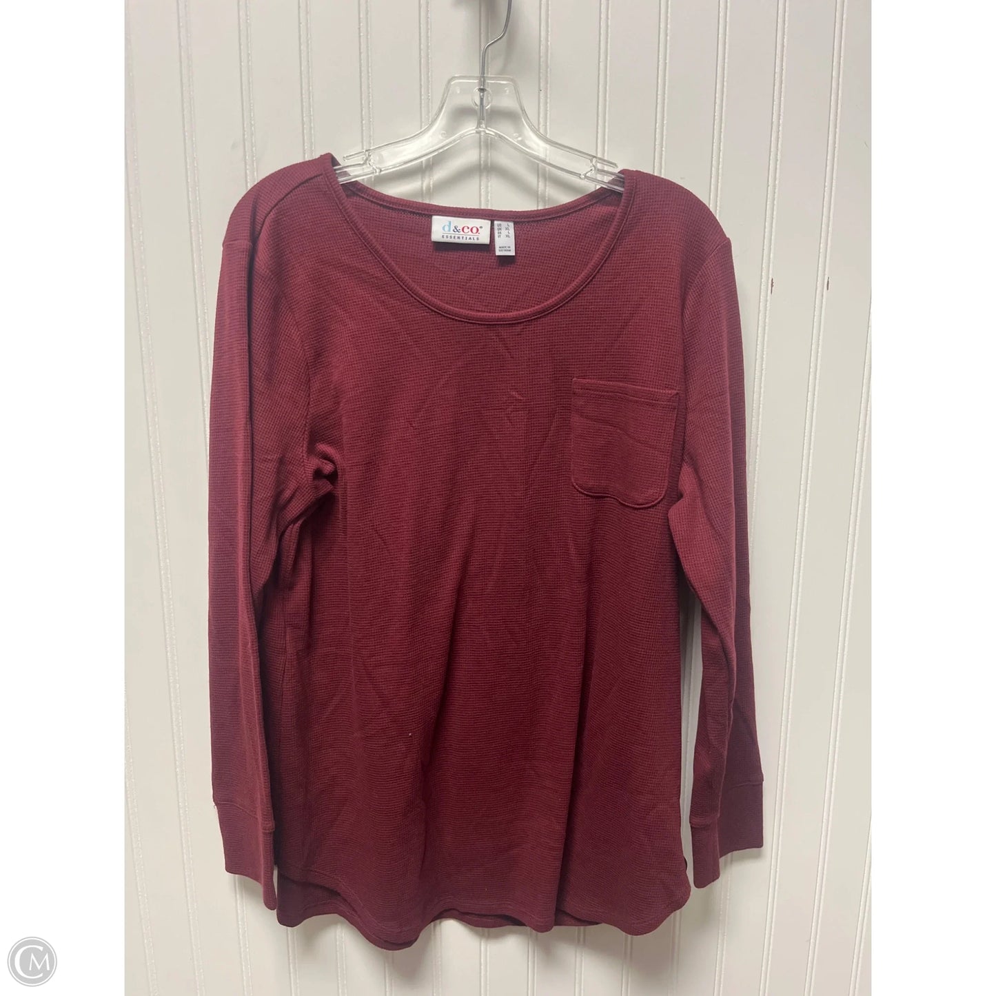 Top Long Sleeve Basic By D&co. In Red, Size: L