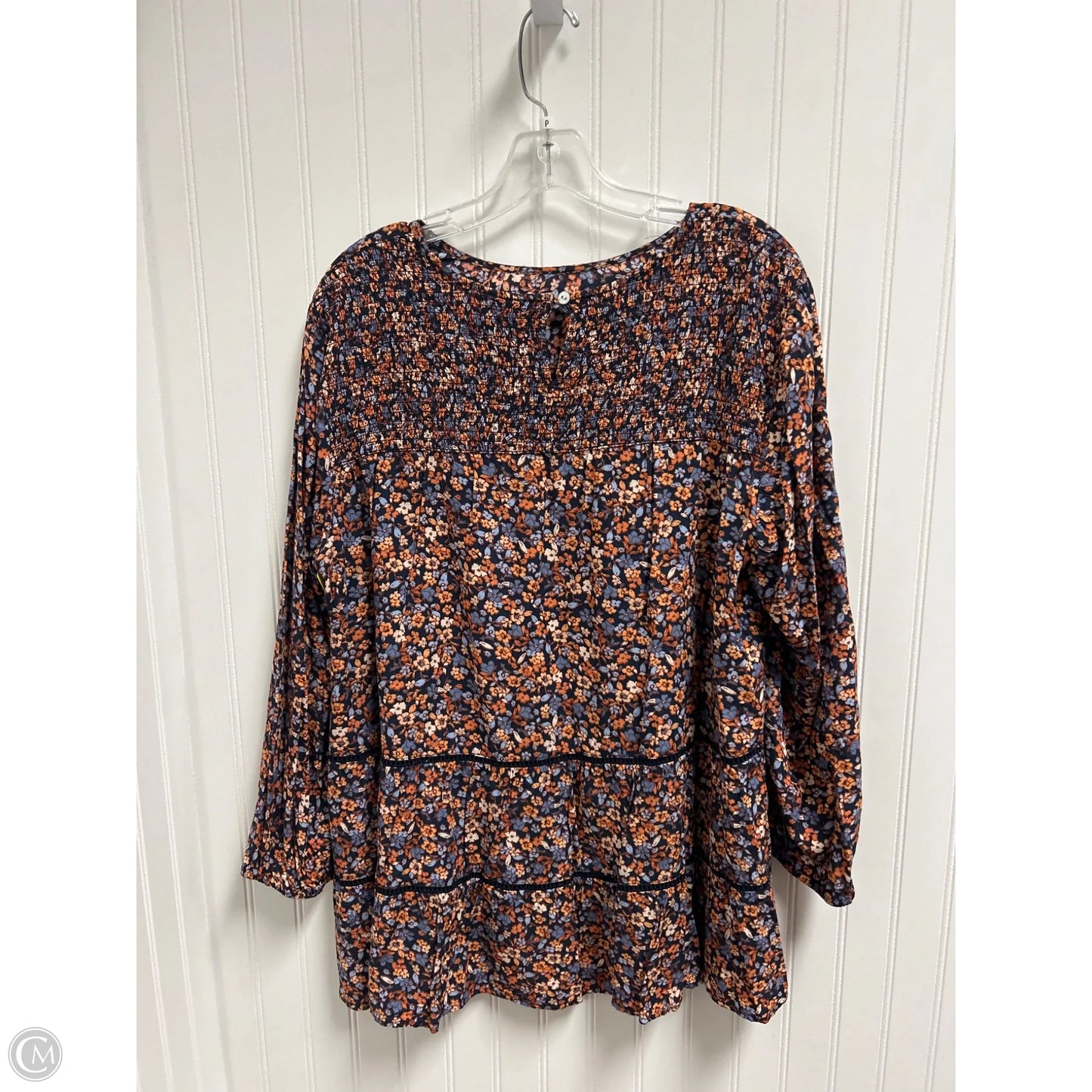 Top Long Sleeve By J. Jill In Blue & Orange, Size: Xl