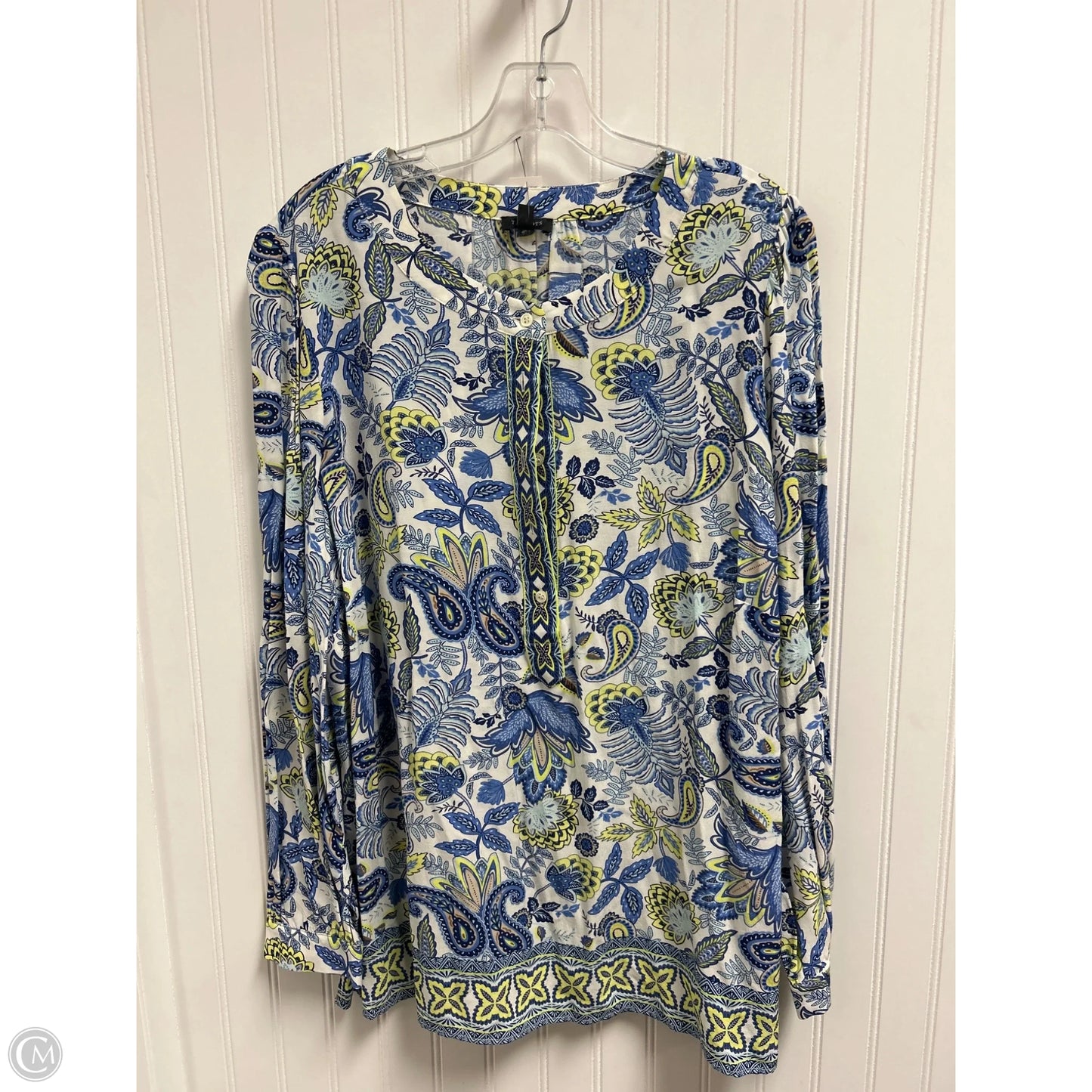 Top Long Sleeve By Talbots In Paisley Print, Size: 1x