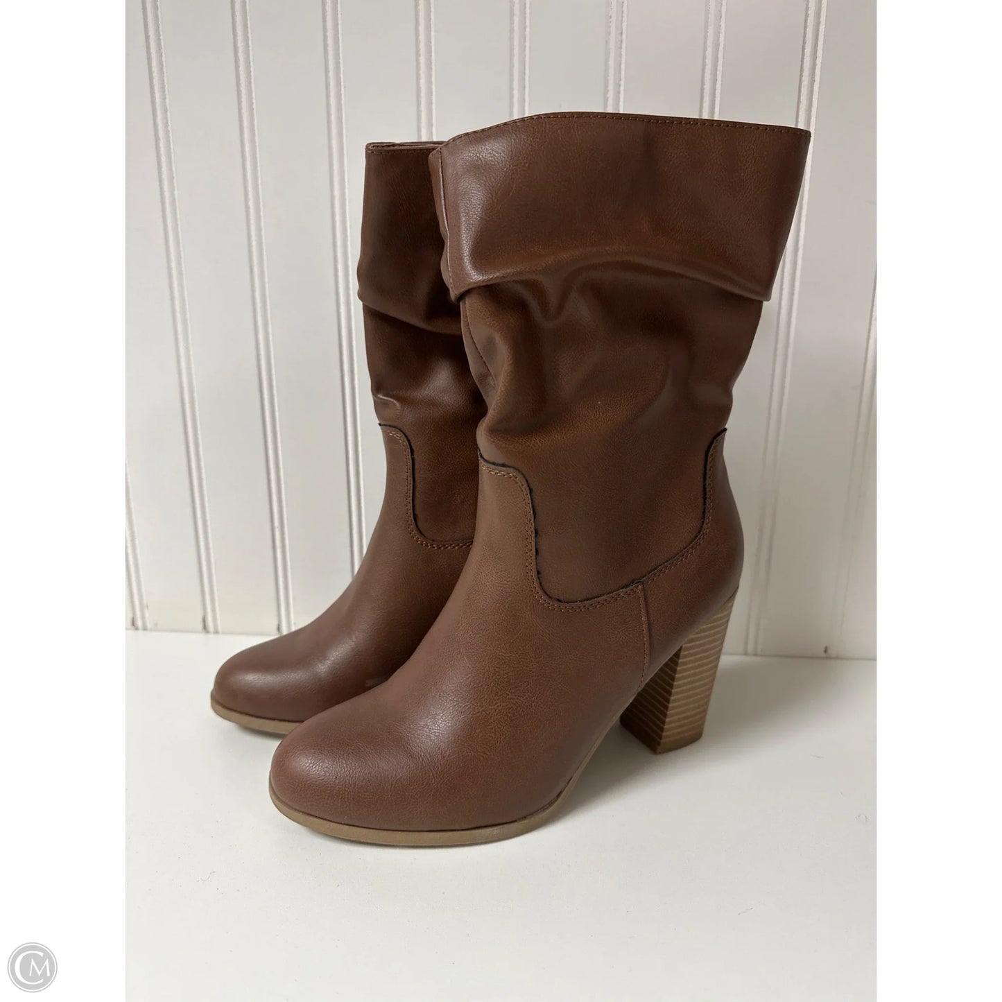 Boots Ankle Heels By Style And Company In Brown, Size: 7.5