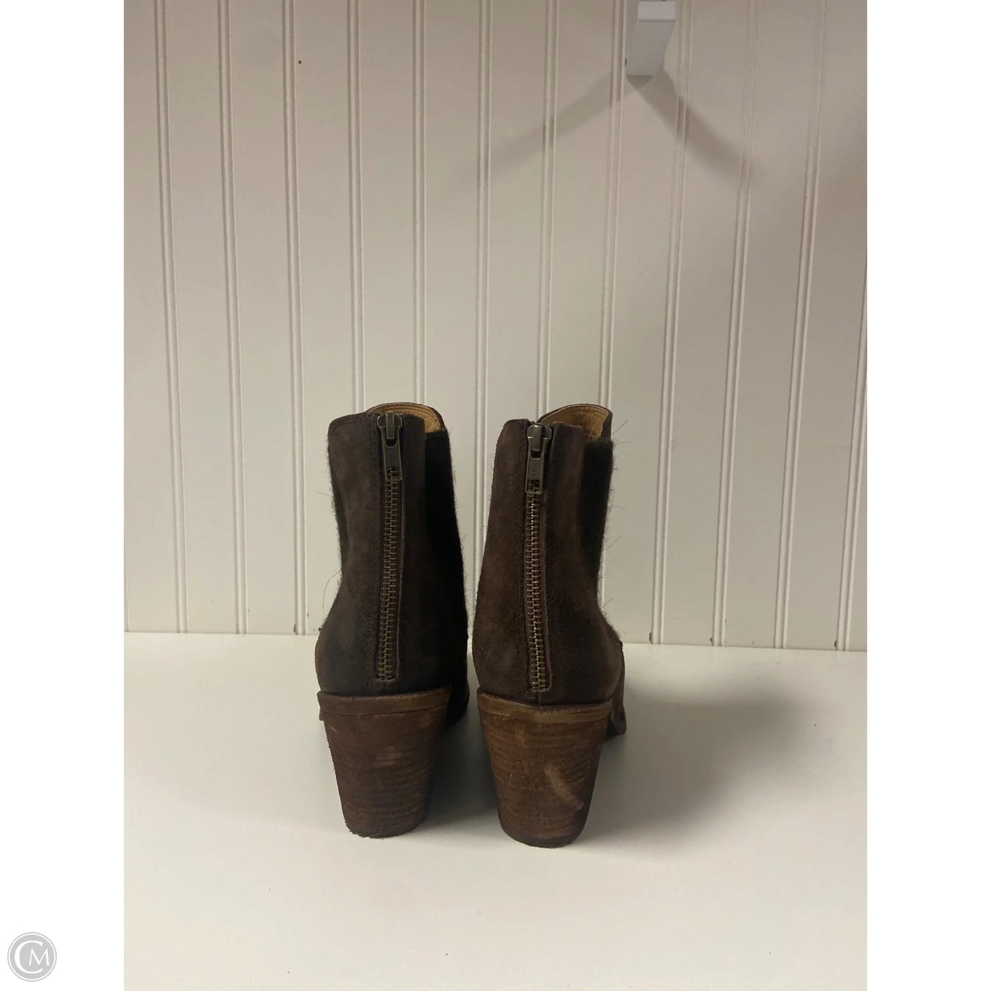 Boots Ankle Heels By Sofft In Brown, Size: 9