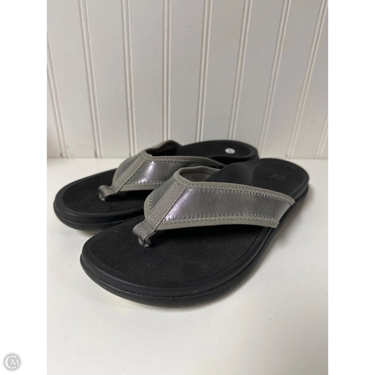 Sandals Flip Flops By Abeo In Black & Grey, Size: 10