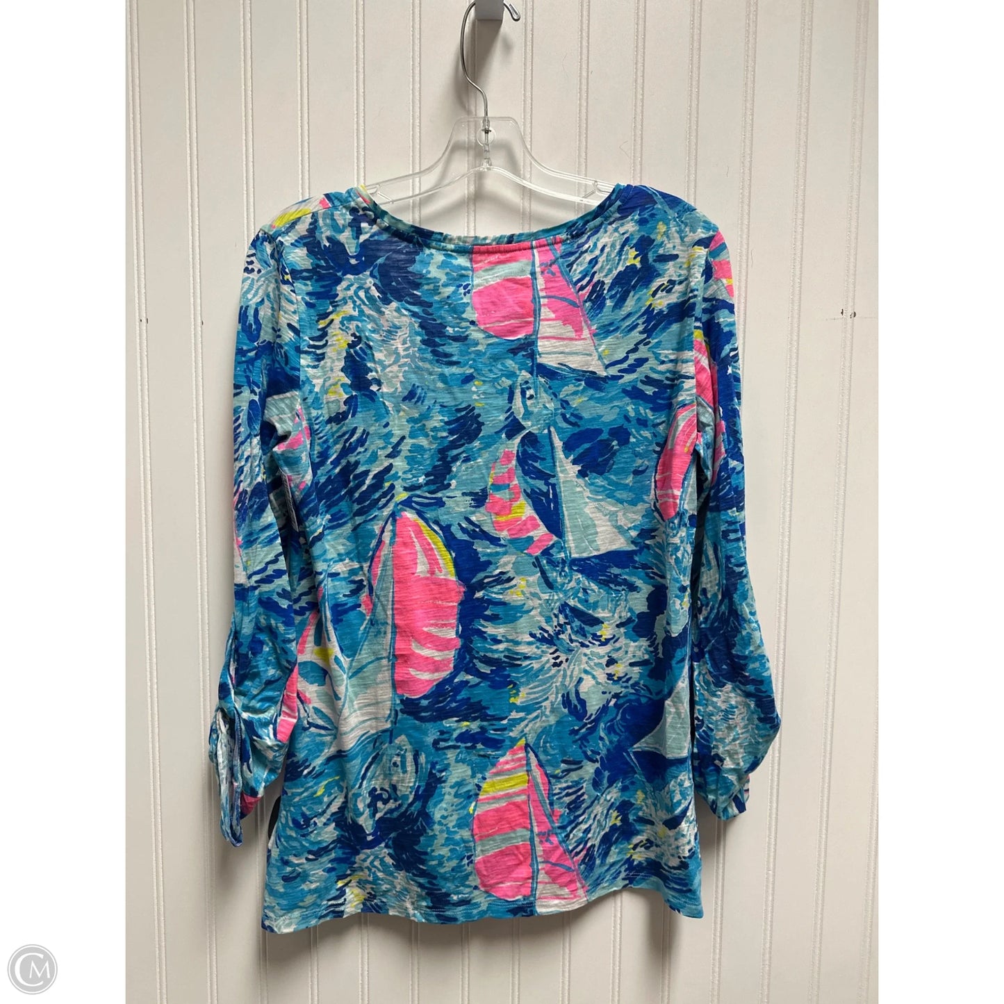 Top Long Sleeve Designer By Lilly Pulitzer In Blue & Pink, Size: M
