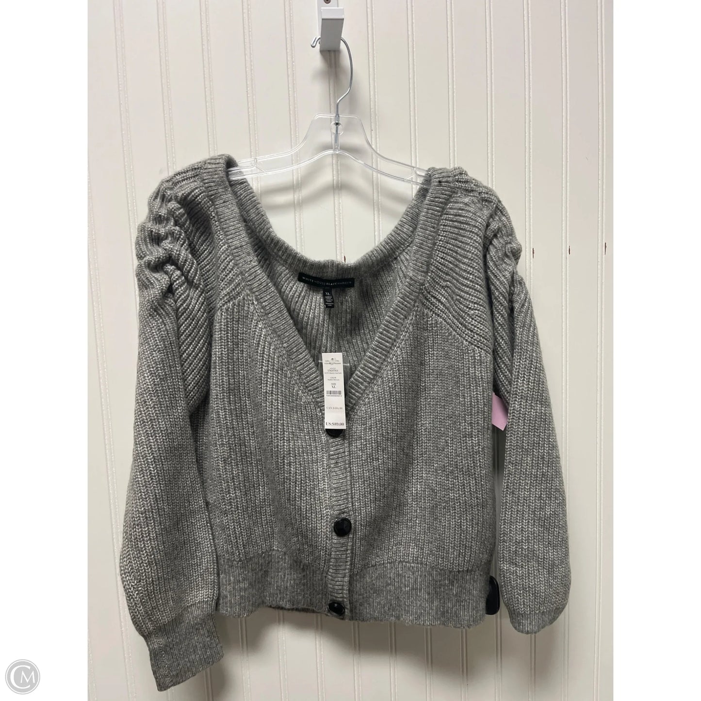 Sweater Cardigan By White House Black Market In Grey, Size: Xl