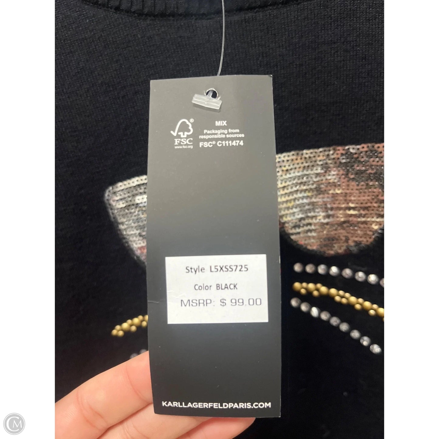 Sweater Designer By Karl Lagerfeld In Black, Size: Xl