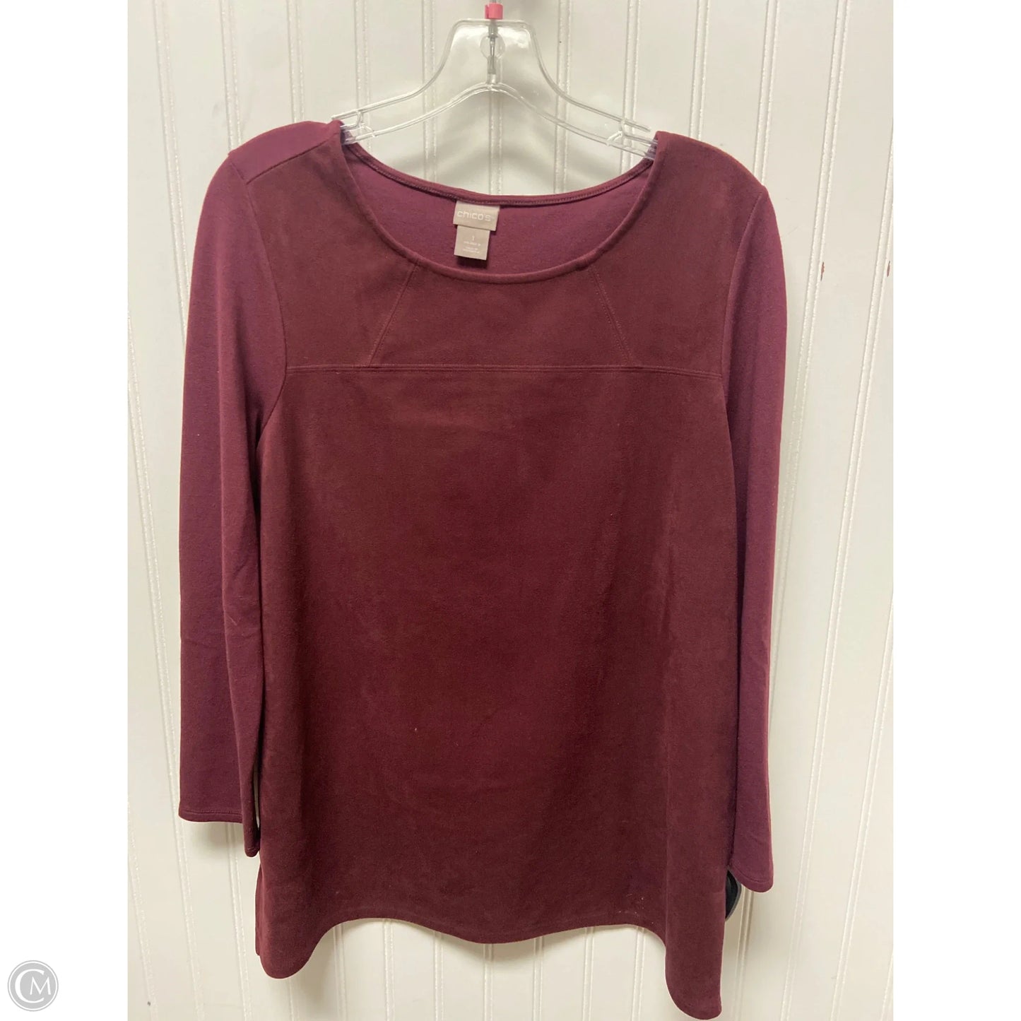 Top Long Sleeve By Chicos In Maroon, Size: M