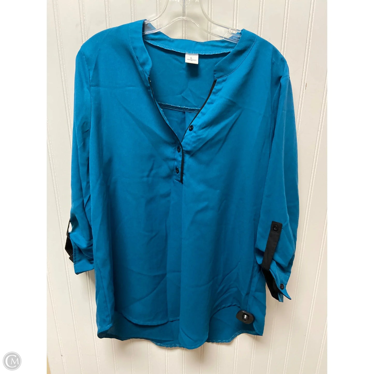 Top Long Sleeve Basic By Cmf In Teal, Size: L