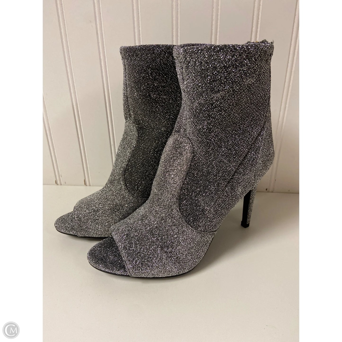 Sandals Heels Stiletto By G By Guess In Silver, Size: 6.5