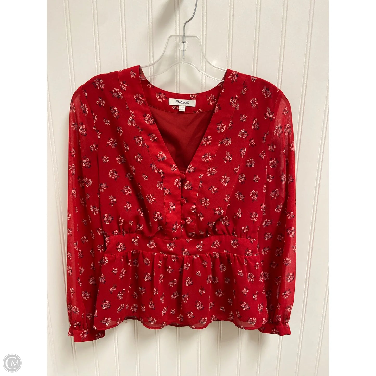 Top Long Sleeve By Madewell In Red, Size: Xxs