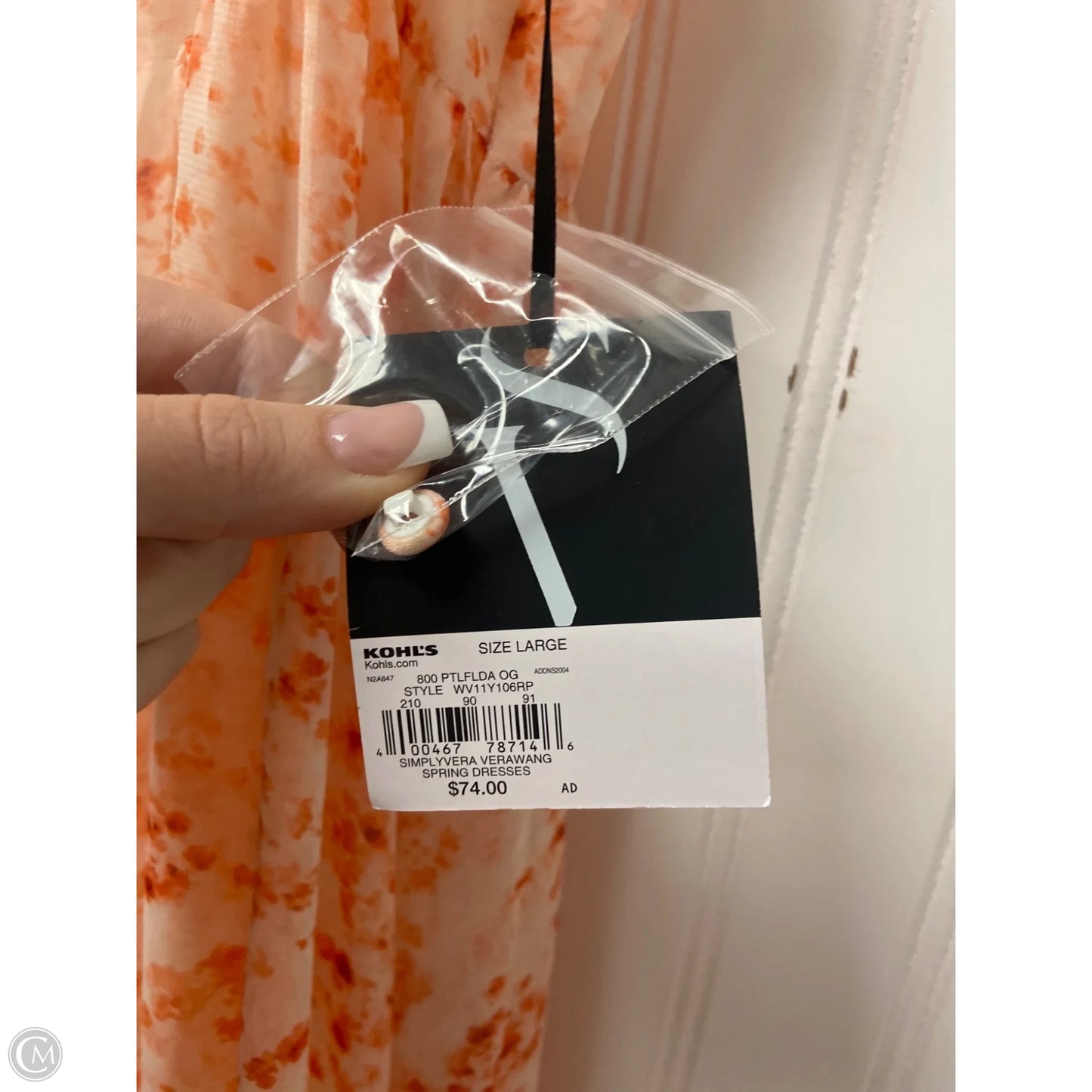 Dress Party Long By Simply Vera In Orange & White, Size: L