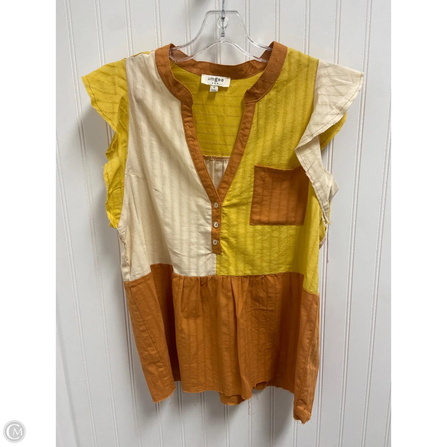 Top Sleeveless By Umgee In Orange & Yellow, Size: S