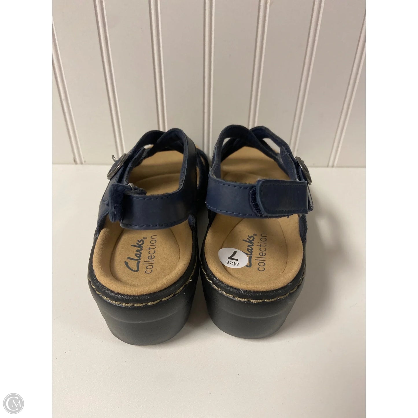 Sandals Heels Wedge By Clarks In Navy, Size: 7