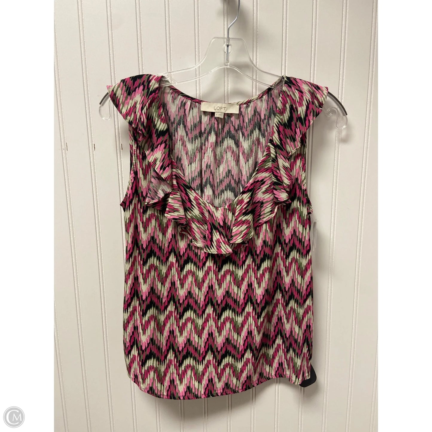 Top Sleeveless By Loft In Green & Pink, Size: Xs