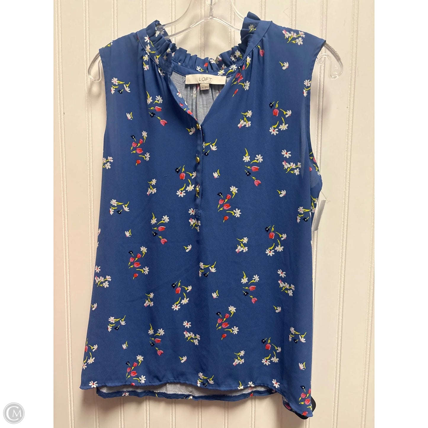 Top Sleeveless By Loft In Blue, Size: M