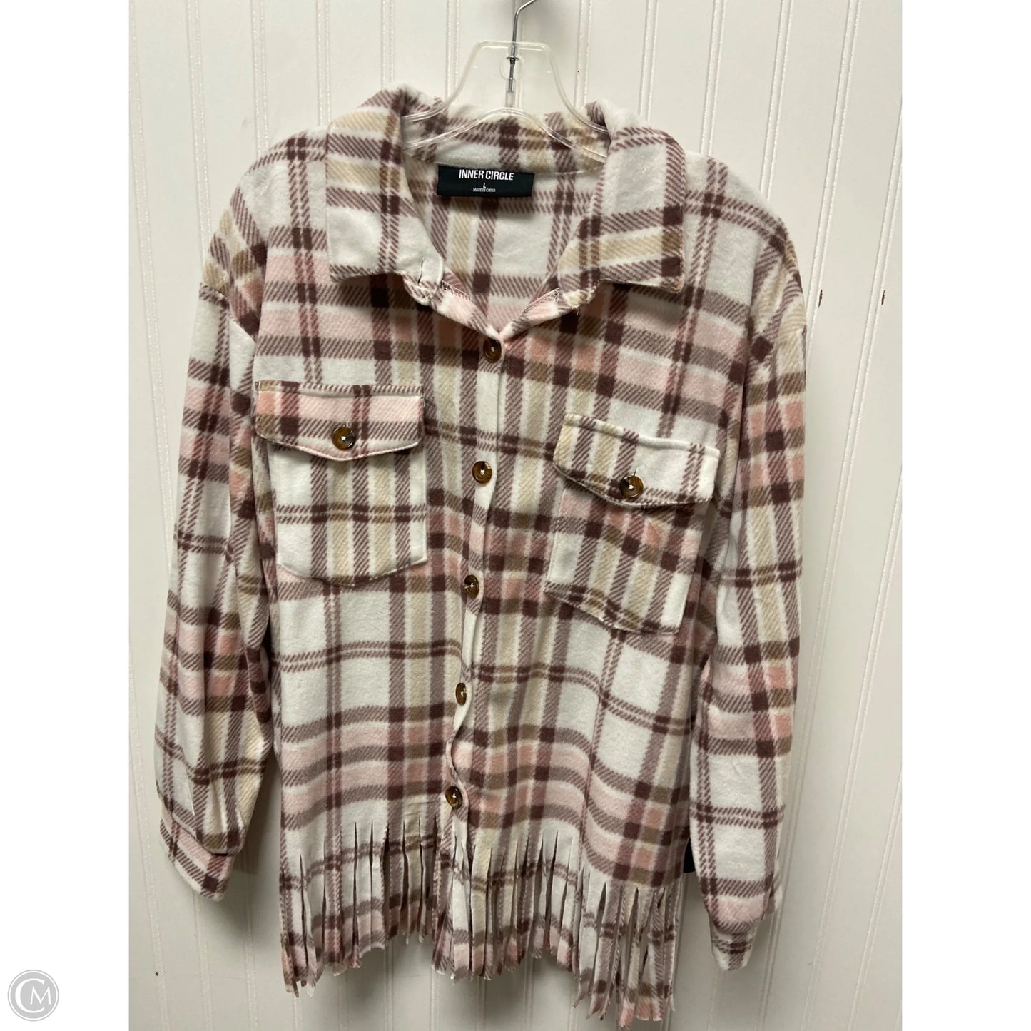 Jacket Fleece By Clothes Mentor In Pink & White, Size: L