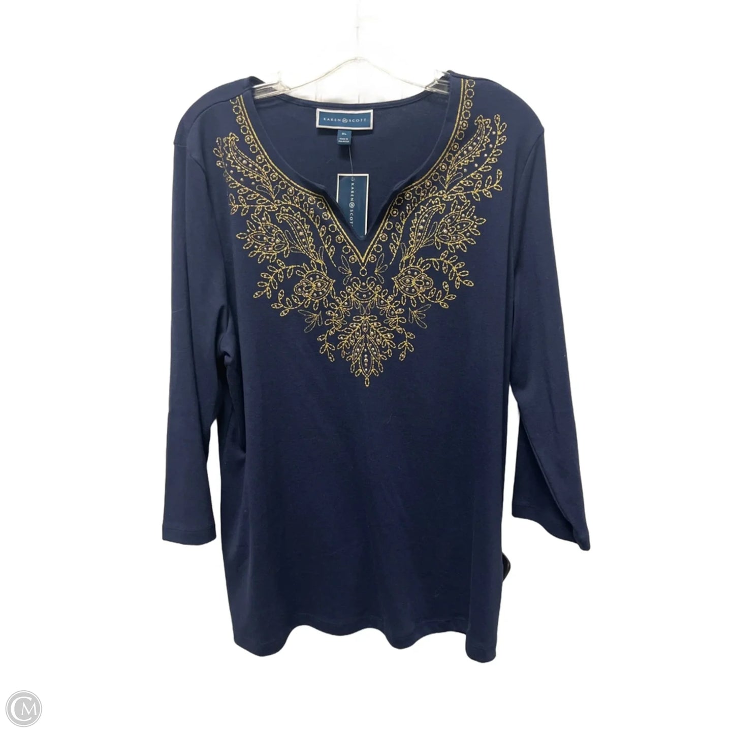 Top Long Sleeve By Karen Scott In Bronze, Size: Xl