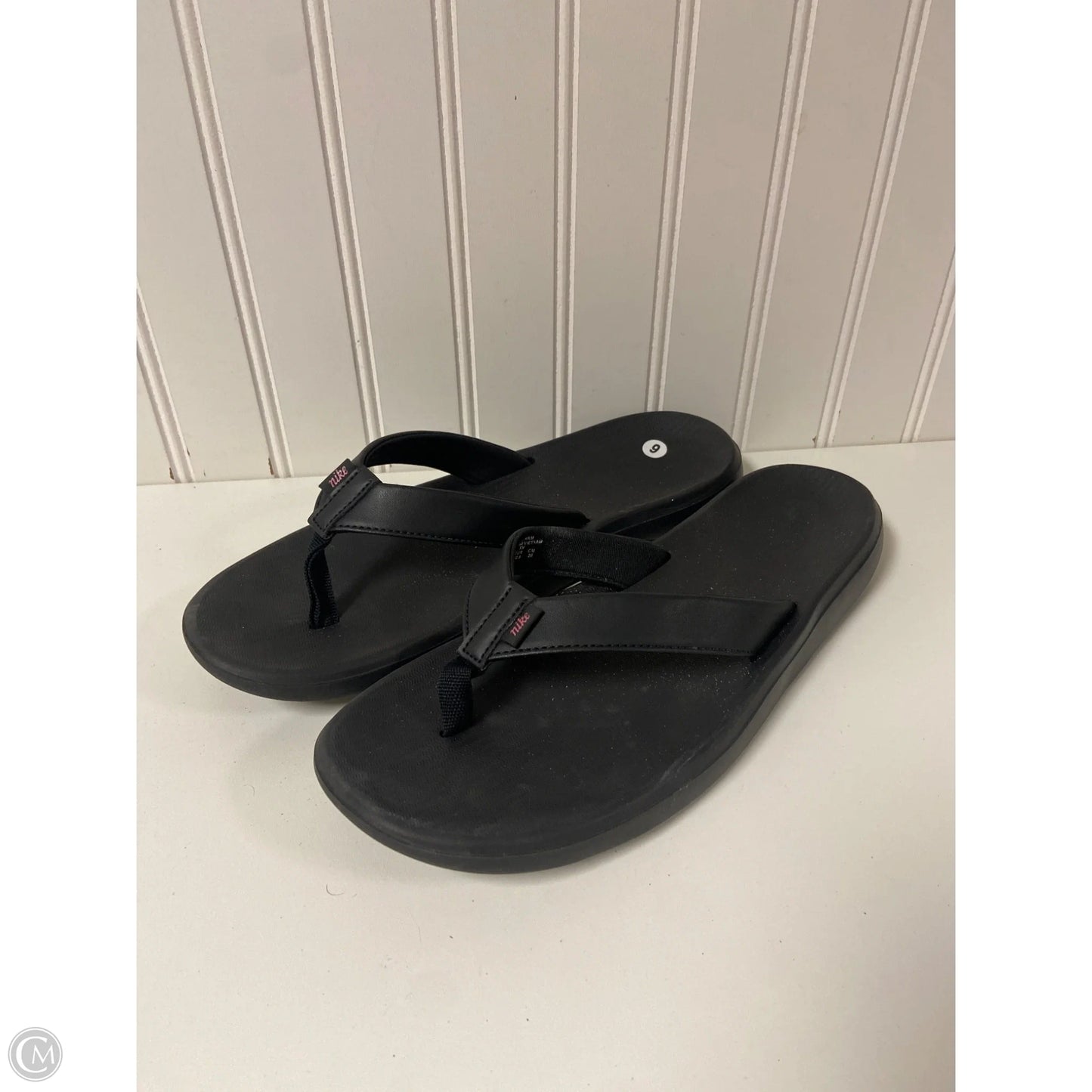 Sandals Flip Flops By Nike In Black, Size: 9