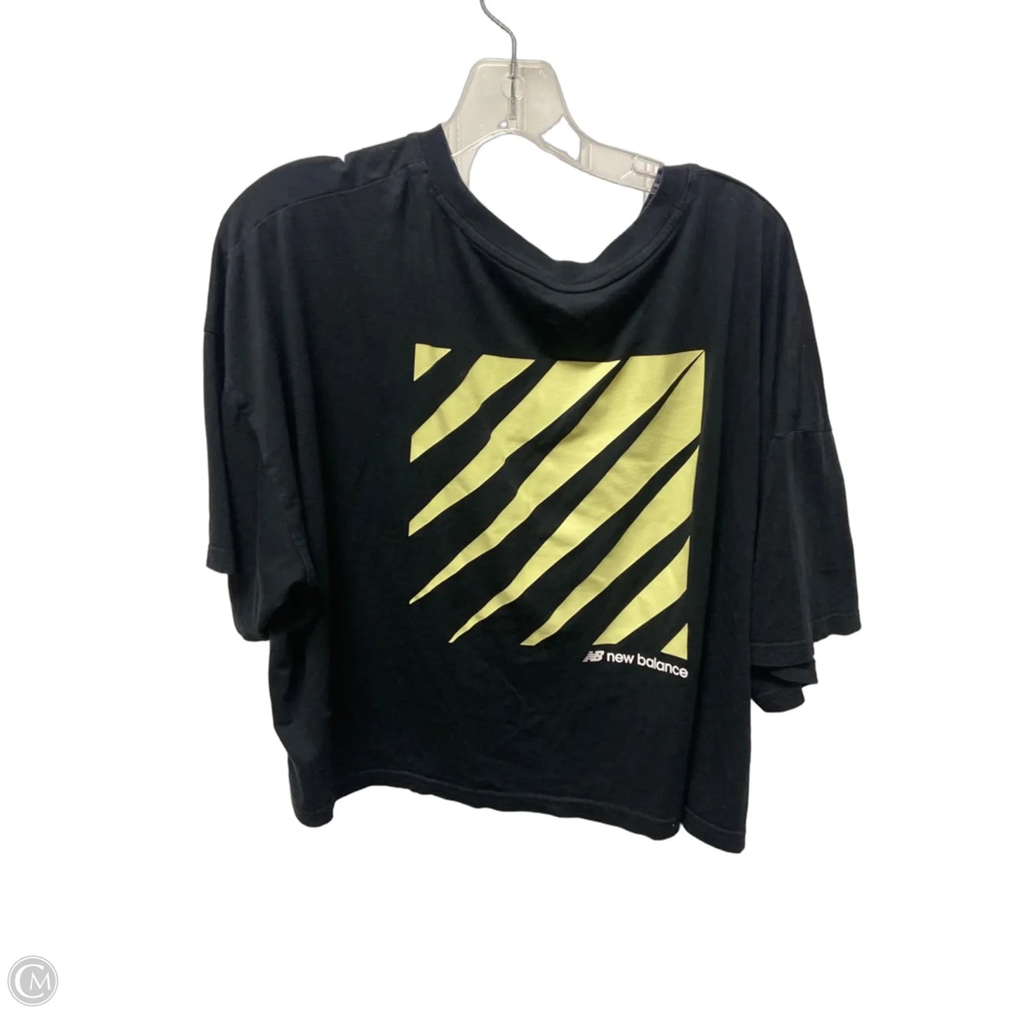Athletic Top Short Sleeve By New Balance In Black, Size: L