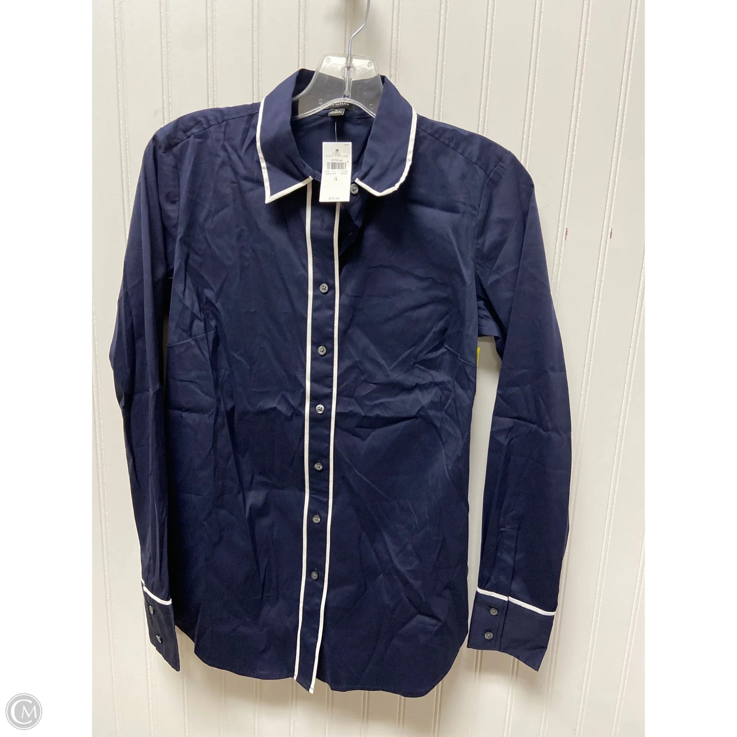 Top Long Sleeve By Ann Taylor In Blue, Size: S