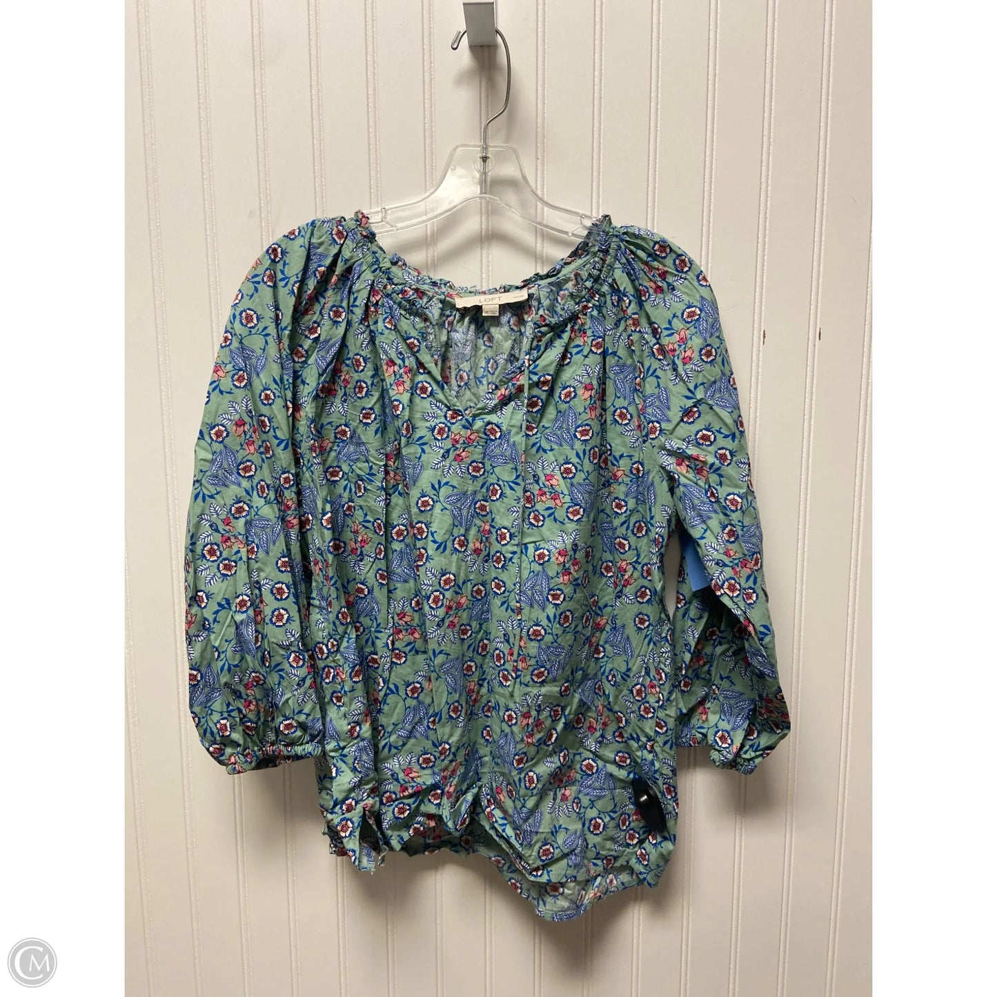 Top Long Sleeve By Loft In Blue & Green, Size: M