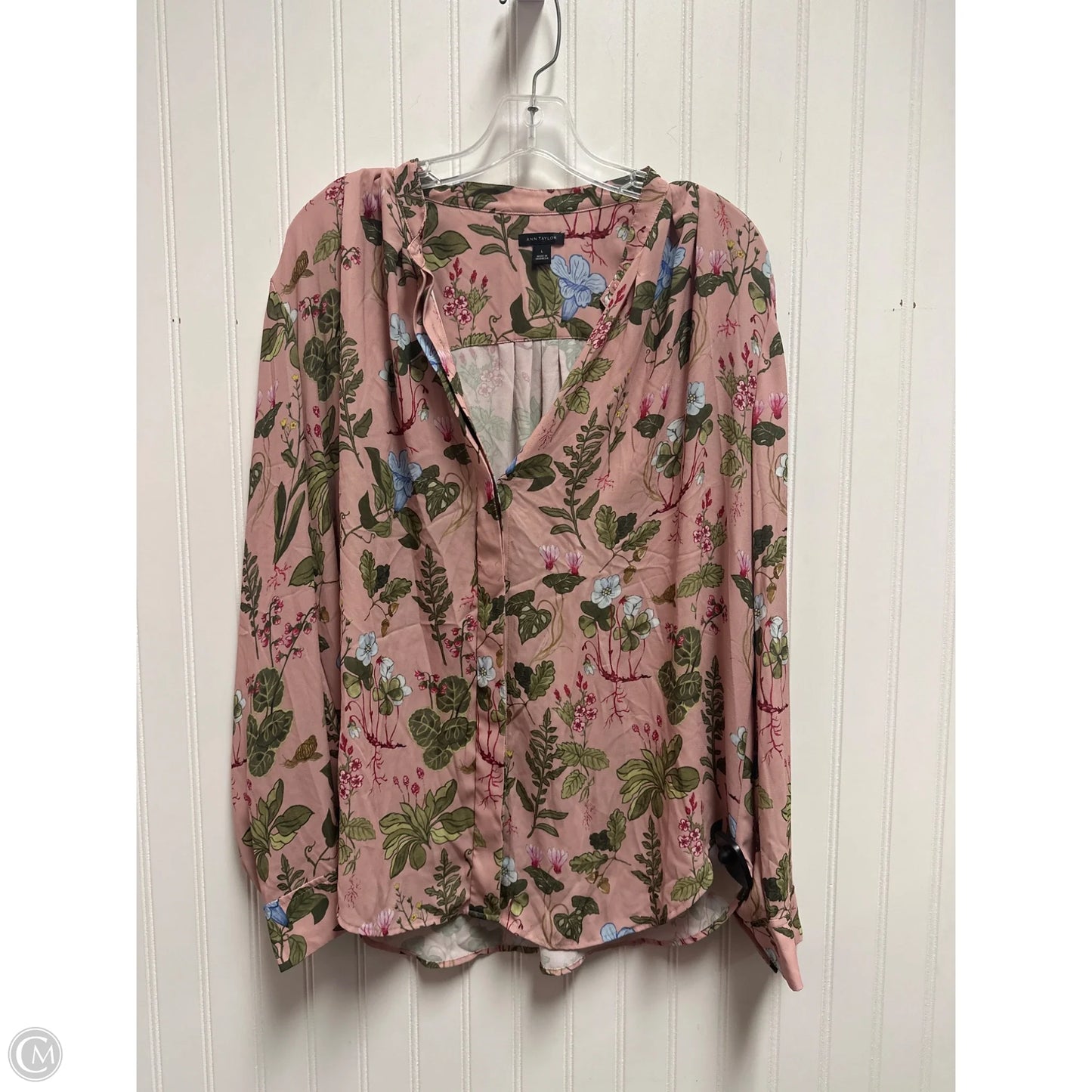 Top Long Sleeve By Ann Taylor In Pink, Size: L