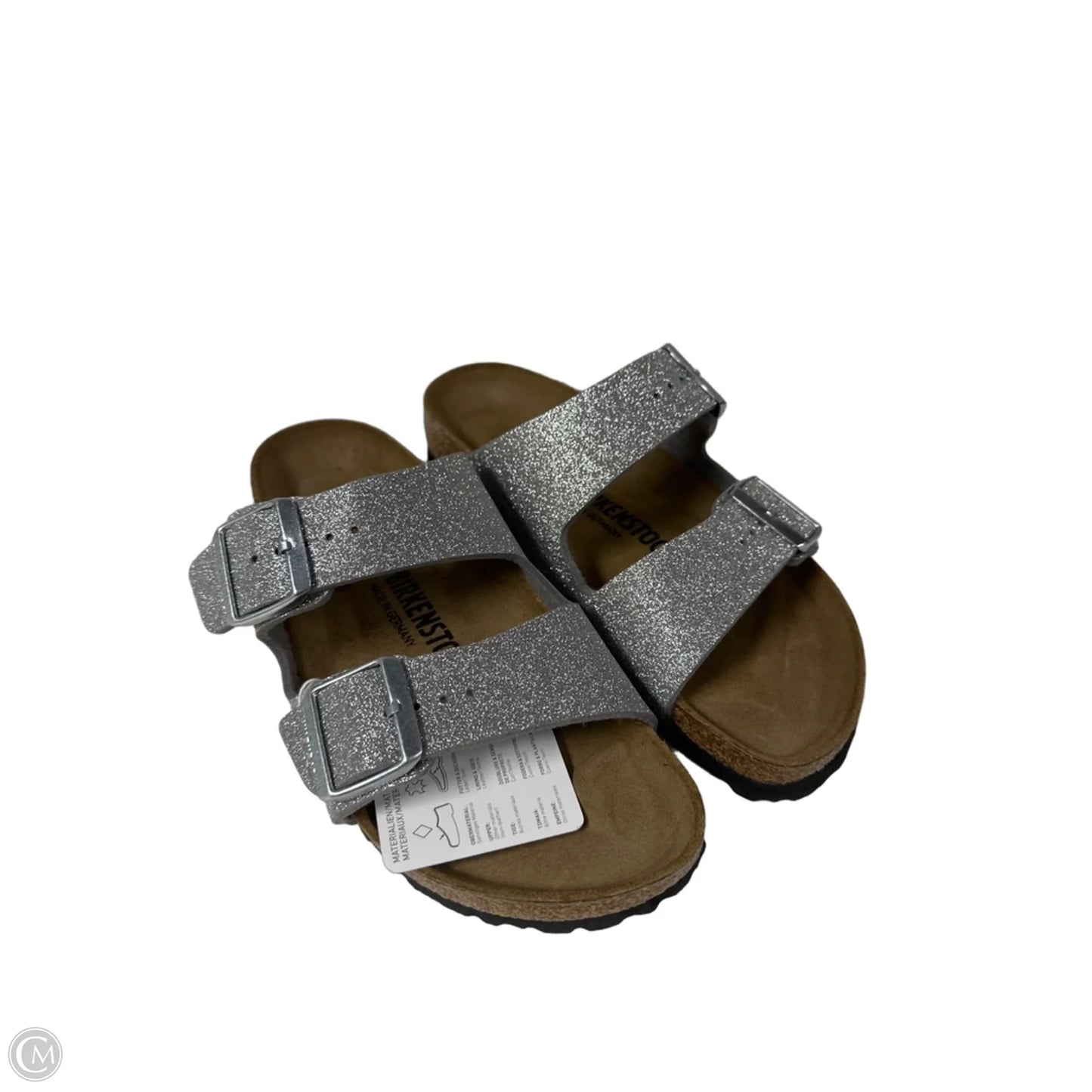 Sandals Flip Flops By Birkenstock In Silver, Size: 7