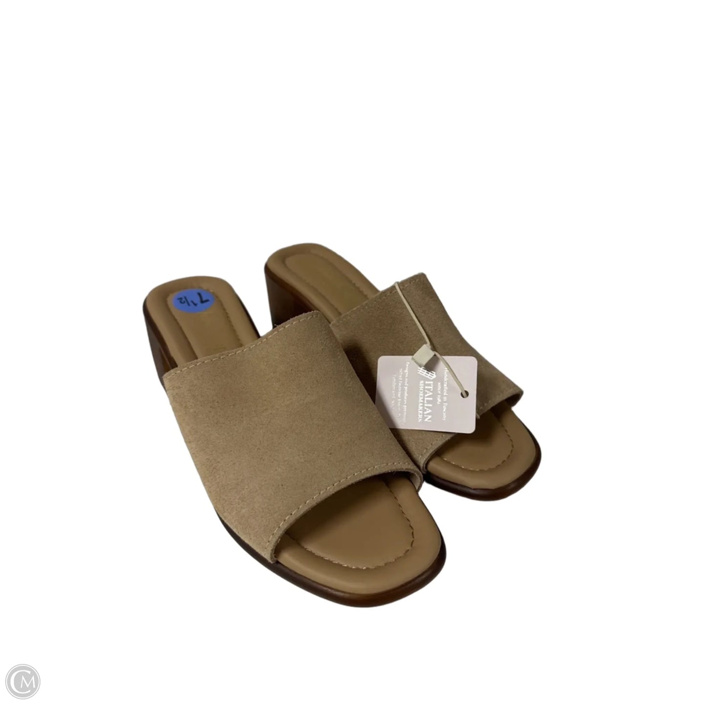 Sandals Heels Block By Italian Shoemakers In Taupe, Size: 7.5