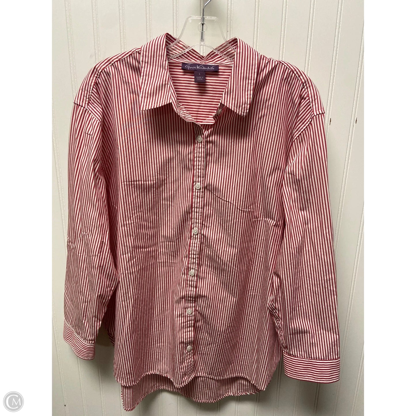 Top Long Sleeve By Gloria Vanderbilt In Striped Pattern, Size: L