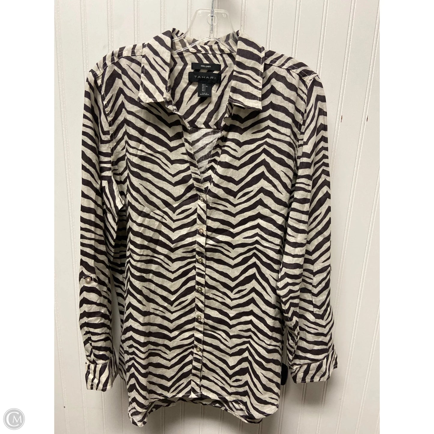 Top Long Sleeve By Tahari In Animal Print, Size: L