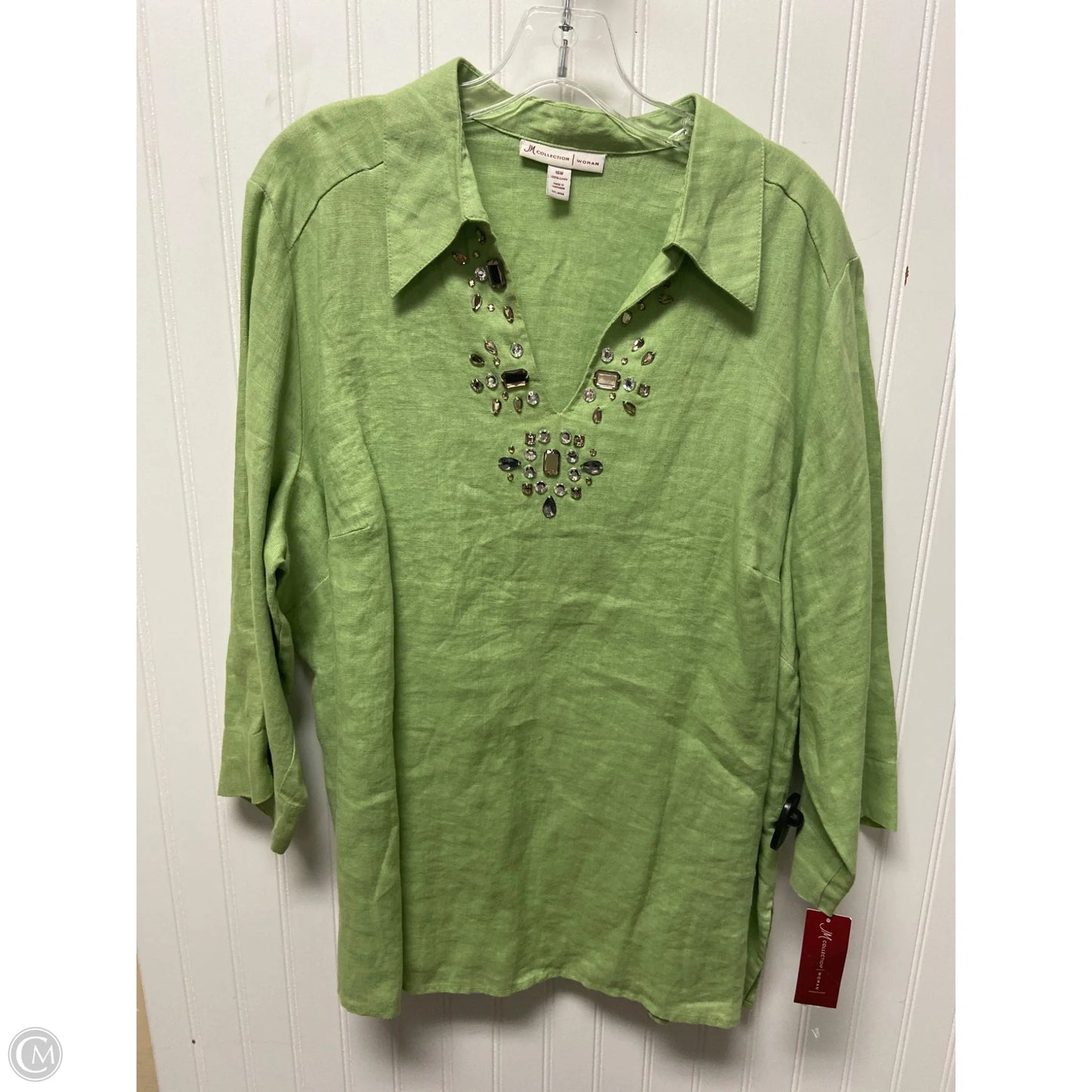 Top Long Sleeve By Jm Collections In Green, Size: Xl