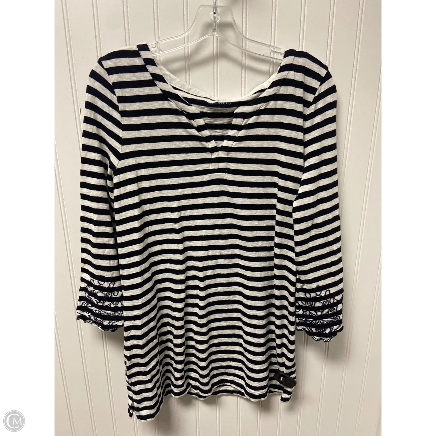 Top Long Sleeve By Talbots In Striped Pattern, Size: M