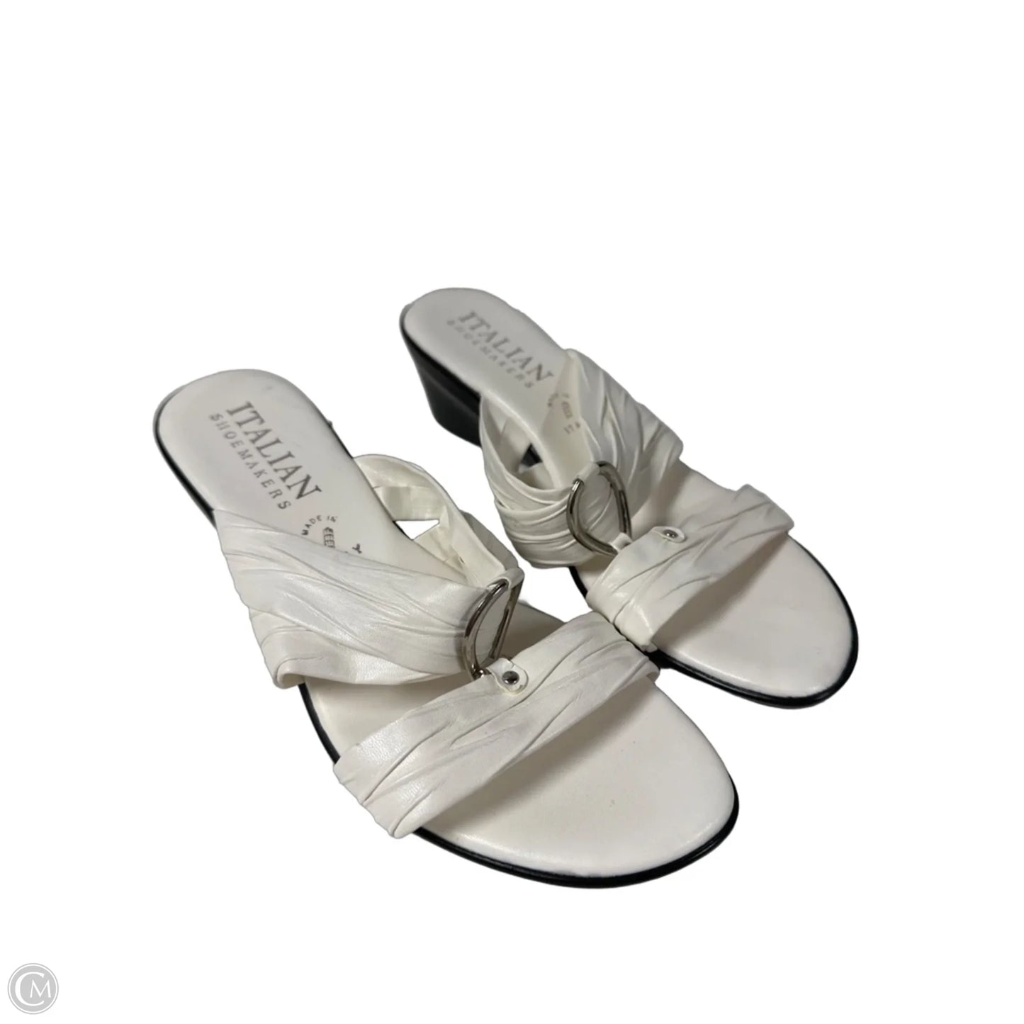 Sandals Heels Wedge By Italian Shoemakers In White, Size: 9