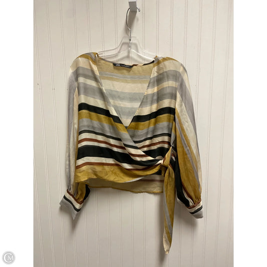 Top Long Sleeve By Zara In Striped Pattern, Size: L