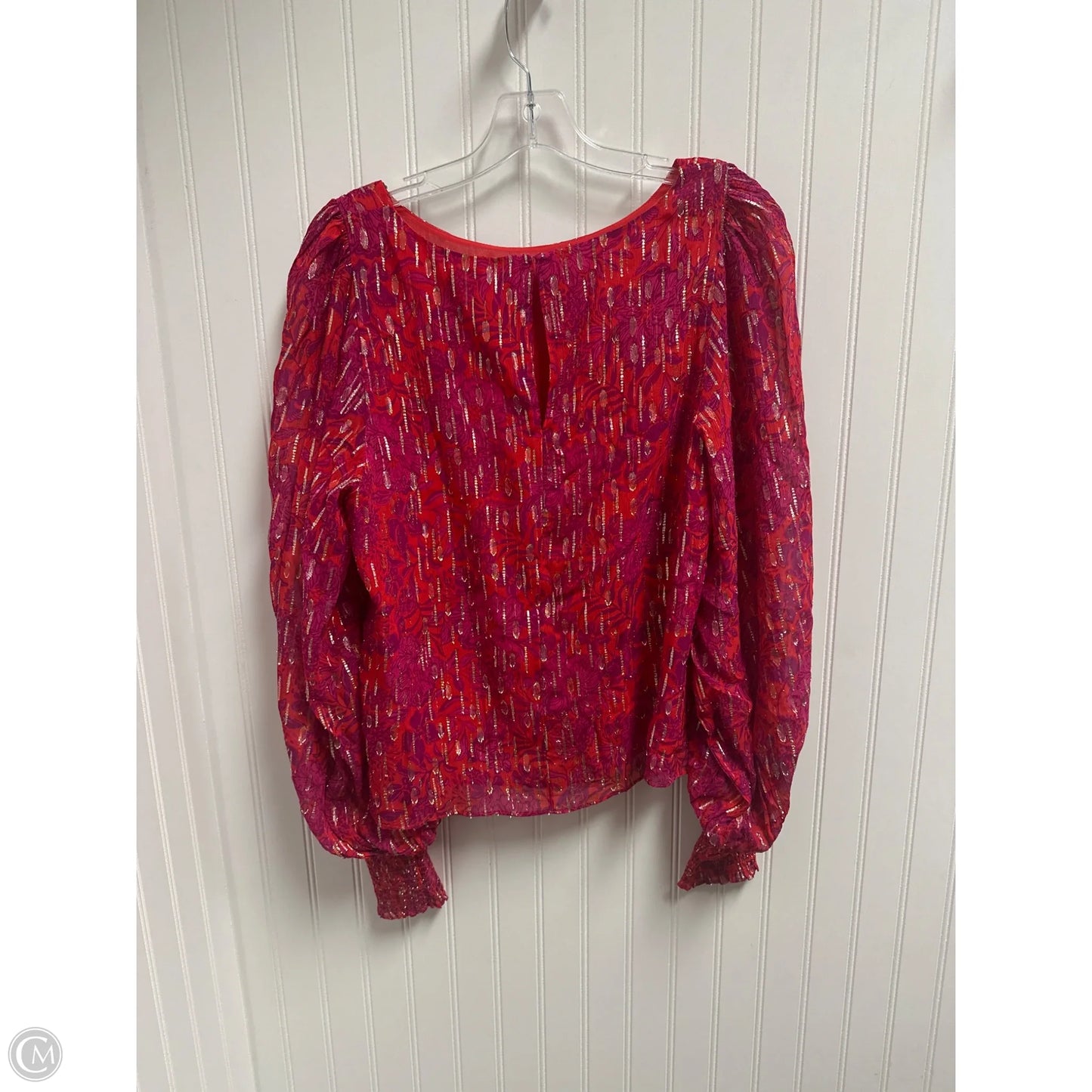 Top Long Sleeve Designer By Lilly Pulitzer In Pink & Red, Size: L