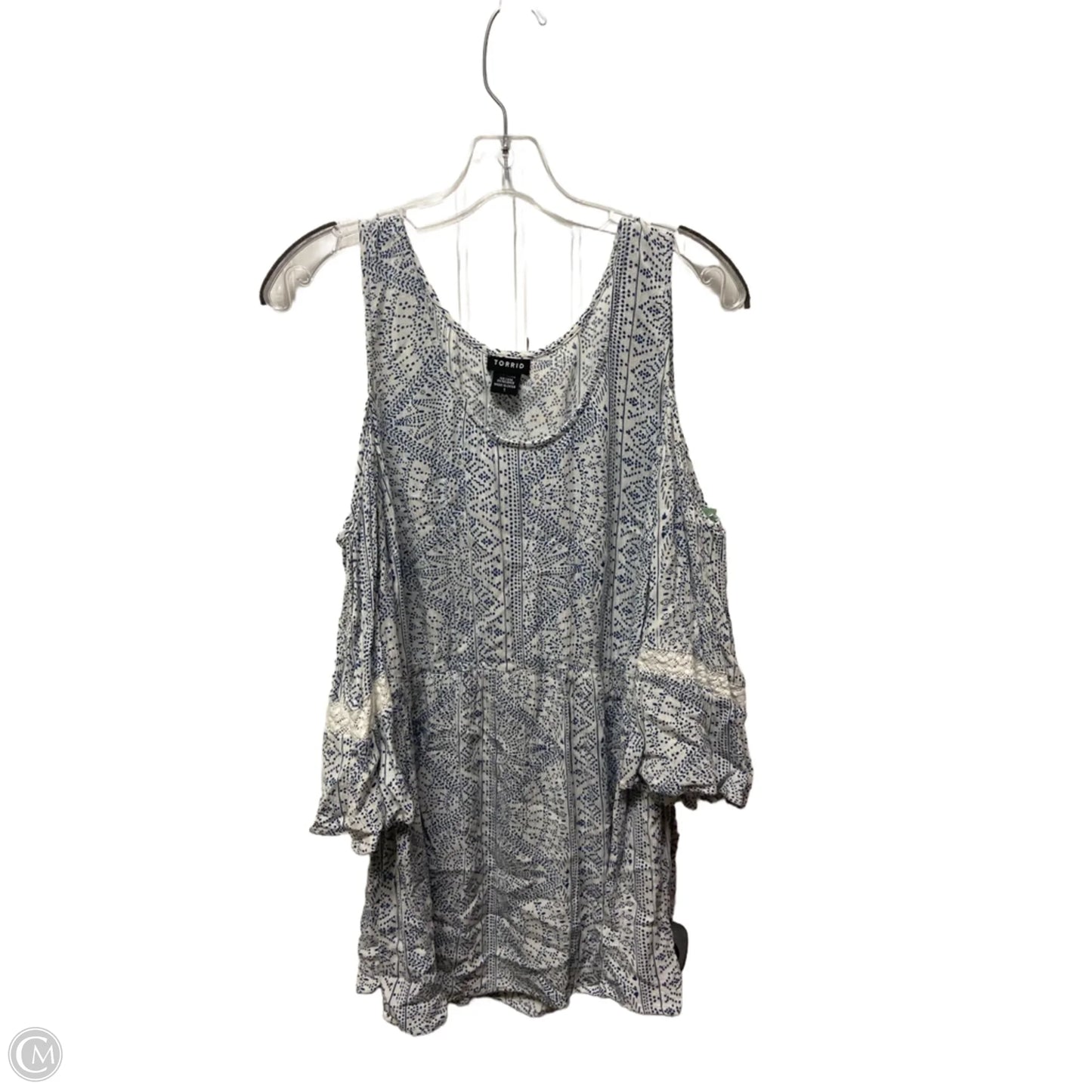 Top Short Sleeve By Torrid In Blue & White, Size: 1x