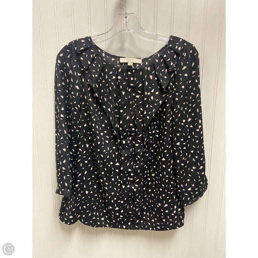 Top Long Sleeve By Loft In Black & Cream, Size: Mp