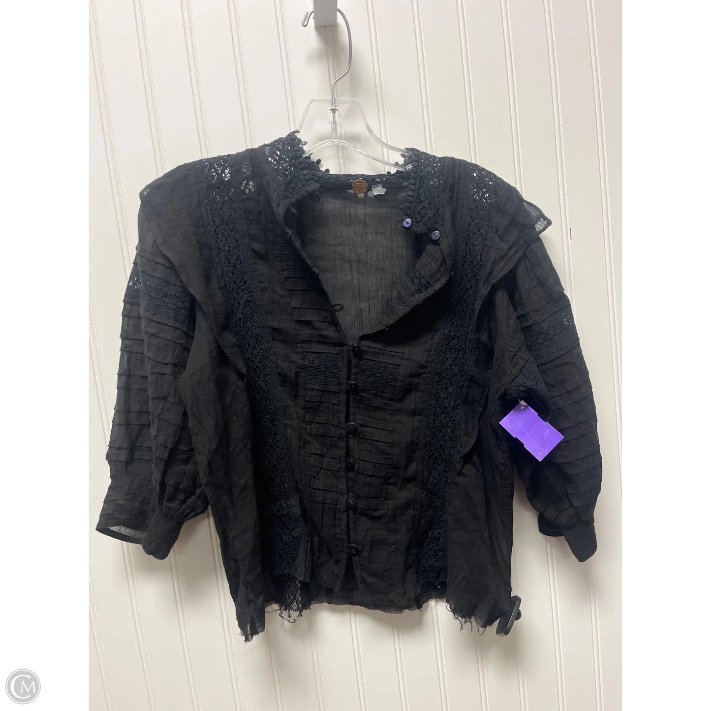 Top 3/4 Sleeve By Free People In Black, Size: Xs