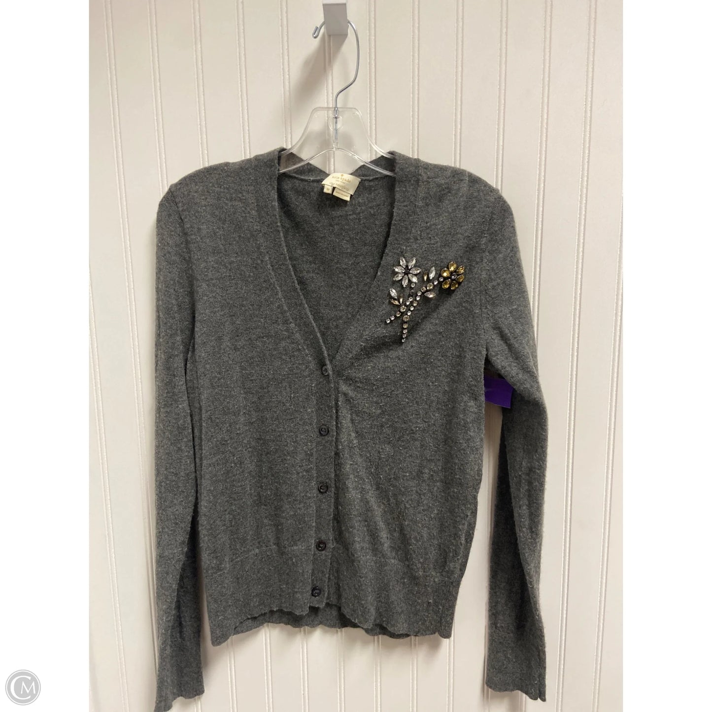 Sweater Cardigan Designer By Kate Spade In Grey, Size: M