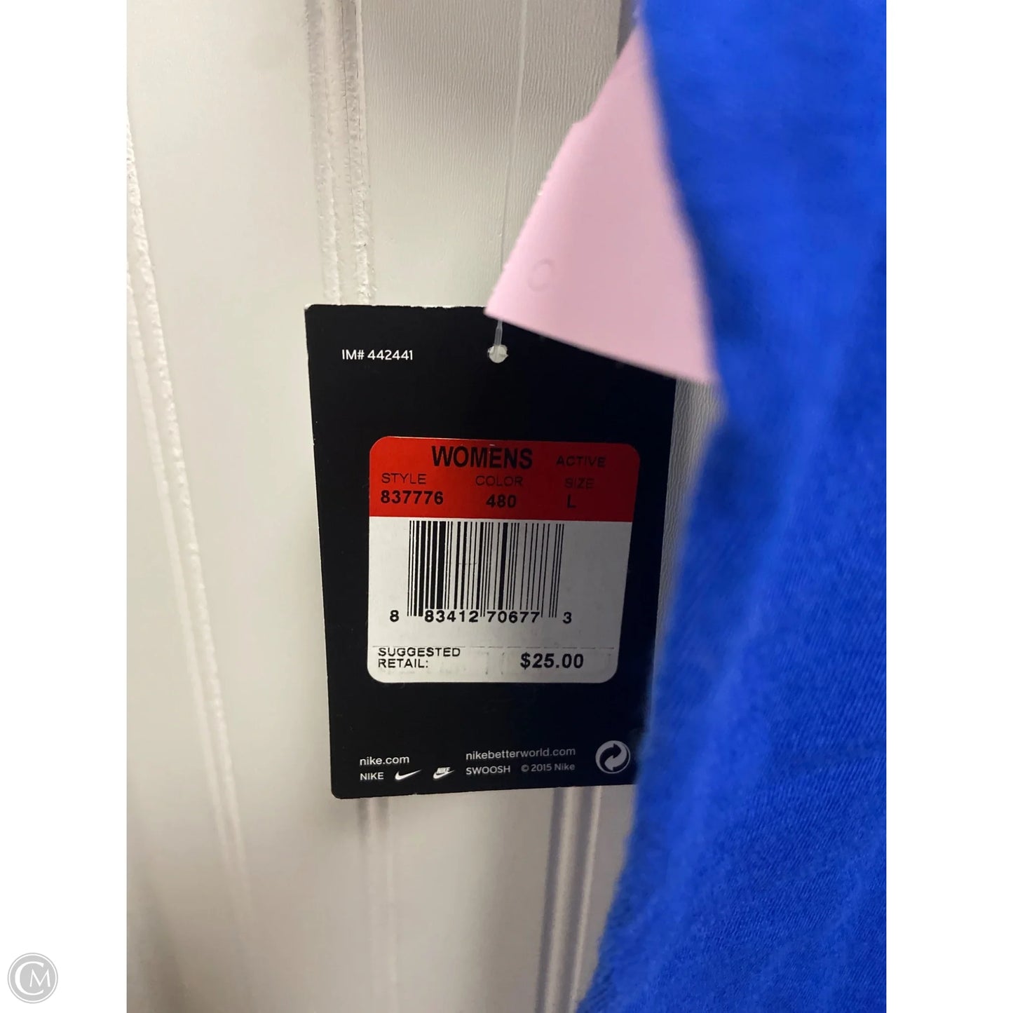 Athletic Top Short Sleeve By Nike In Blue, Size: L