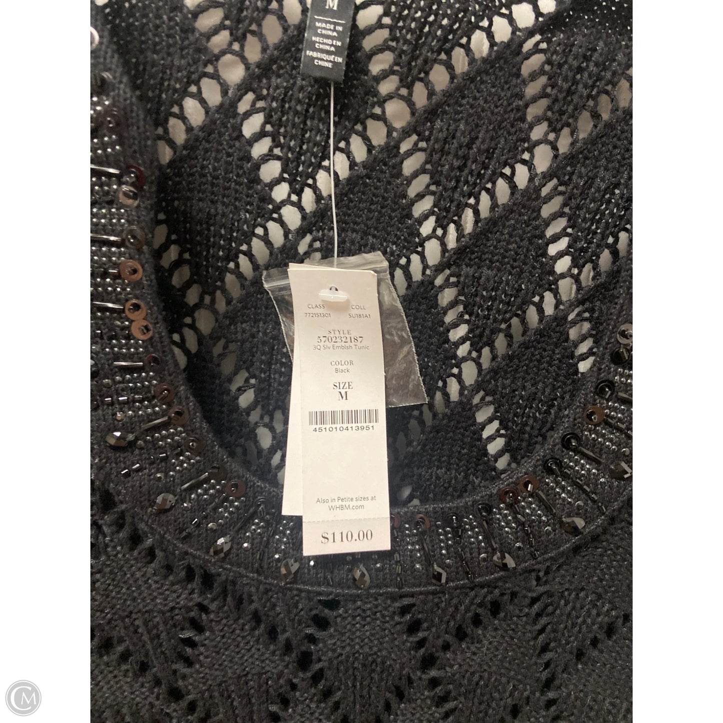 Tunic Long Sleeve By White House Black Market In Black, Size: M
