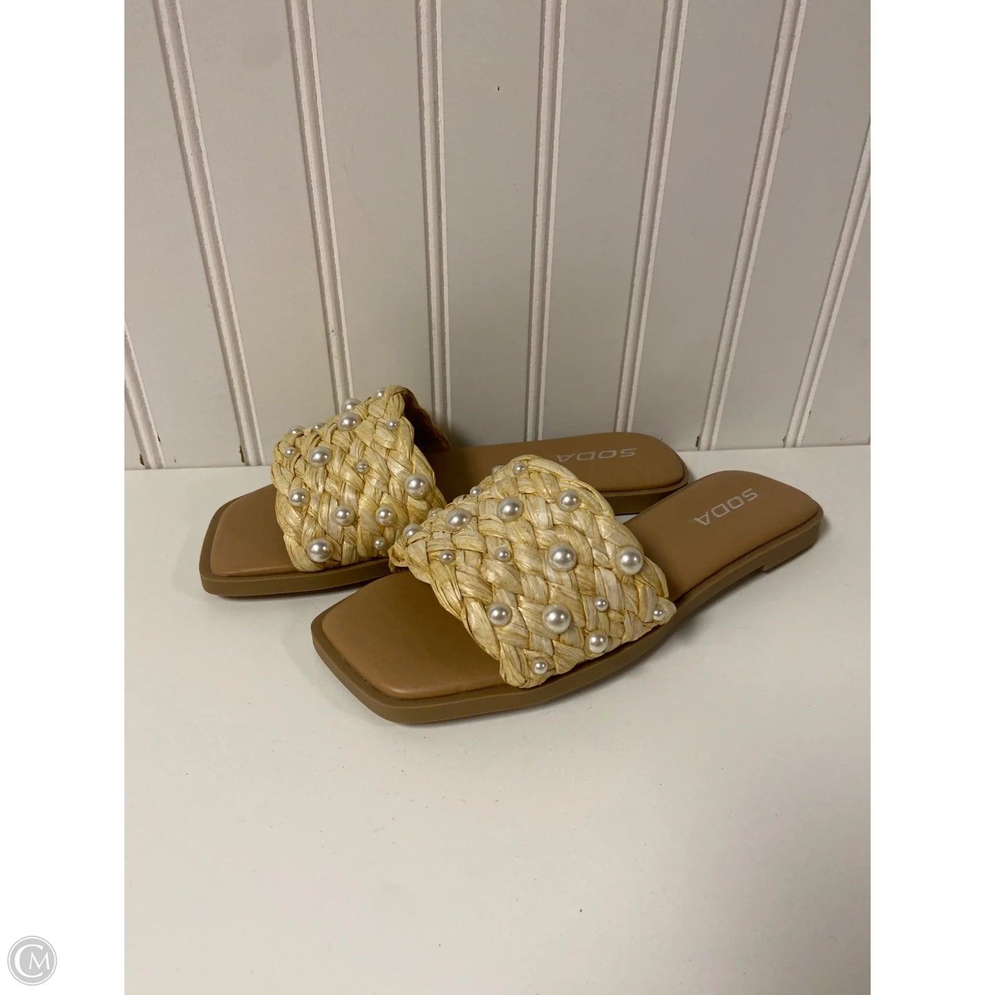 Sandals Flats By Soda In Beige, Size: 6.5