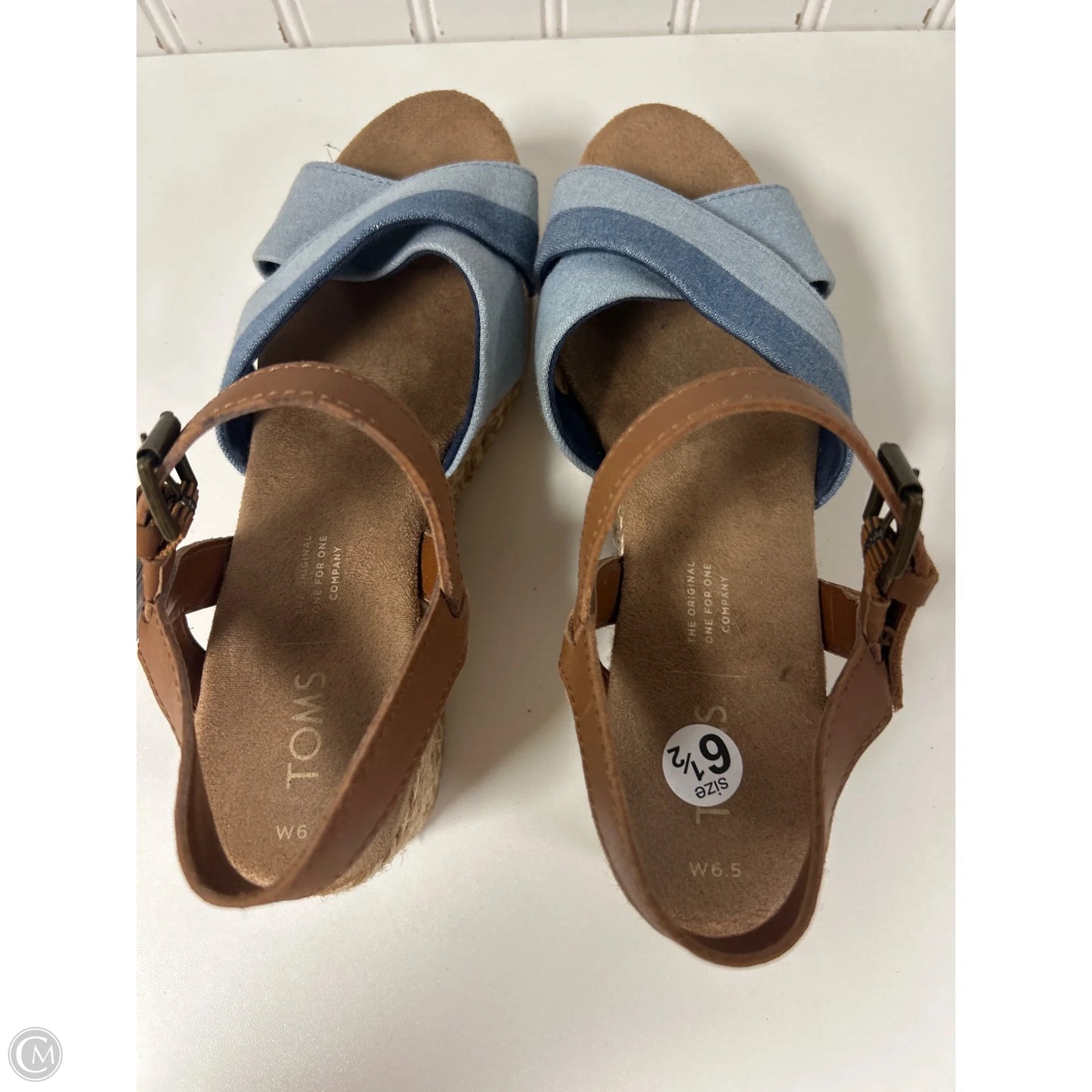 Sandals Heels Wedge By Toms In Blue Denim, Size: 6.5