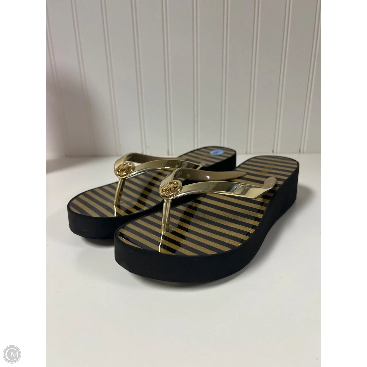 Sandals Flip Flops By Michael By Michael Kors In Striped Pattern, Size: 6