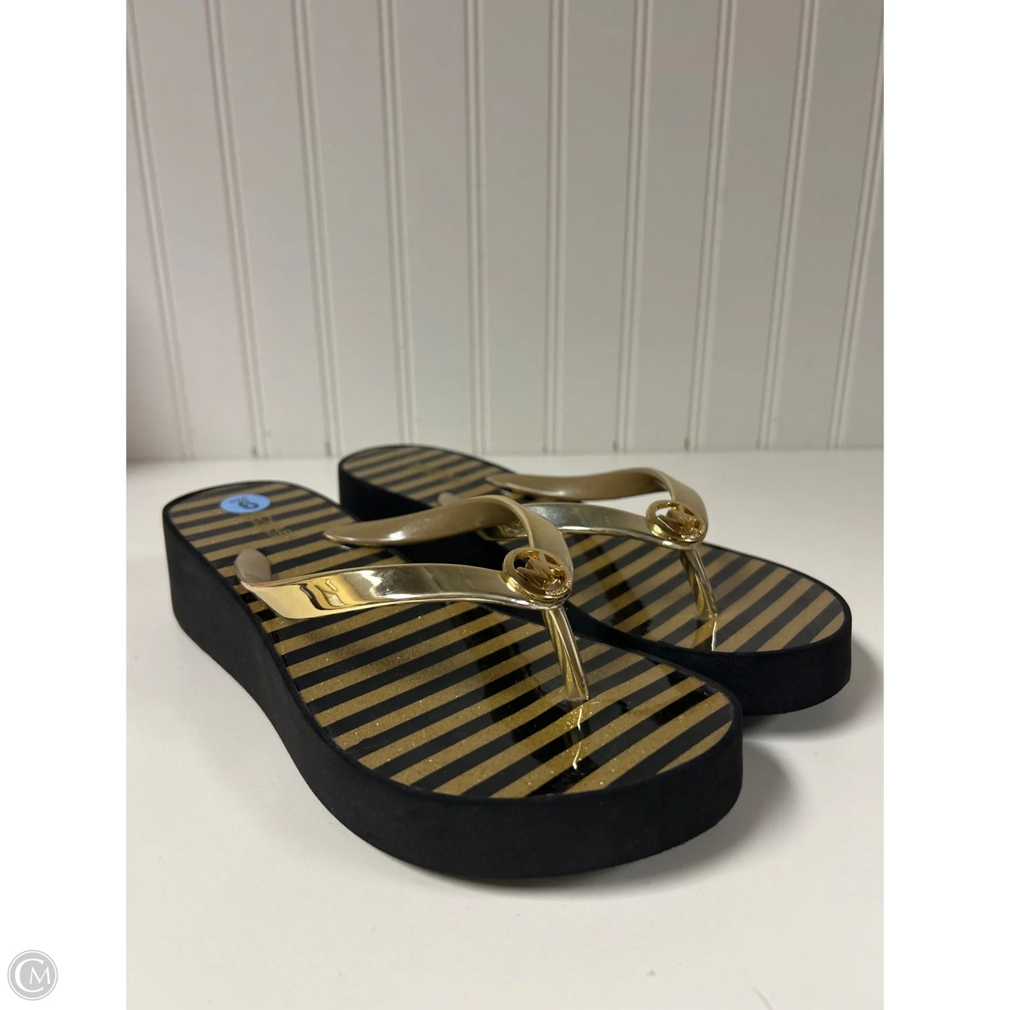 Sandals Flip Flops By Michael By Michael Kors In Striped Pattern, Size: 6