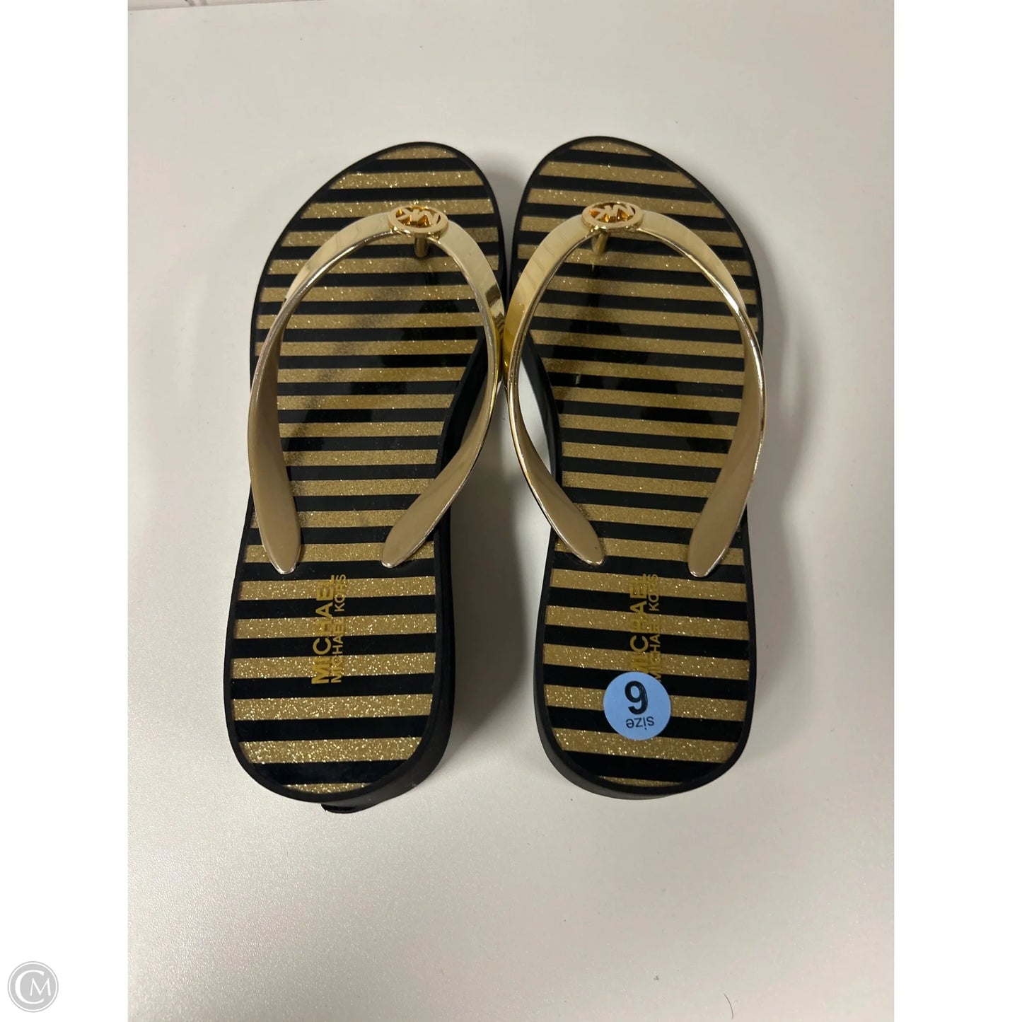 Sandals Flip Flops By Michael By Michael Kors In Striped Pattern, Size: 6