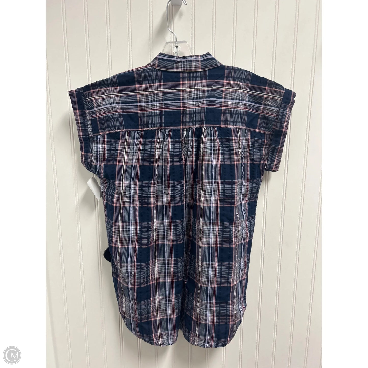 Top Short Sleeve By Loft In Plaid Pattern, Size: S